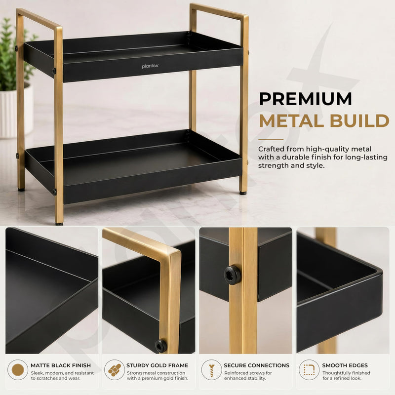 Plantex 2-Tier Standing Spice Rack/Bathroom Countertop Storage Shelf Organizer/Kitchen Storage Rack/Multipurpose Stand - Black (16 X 8 X 12 Inch)-4
