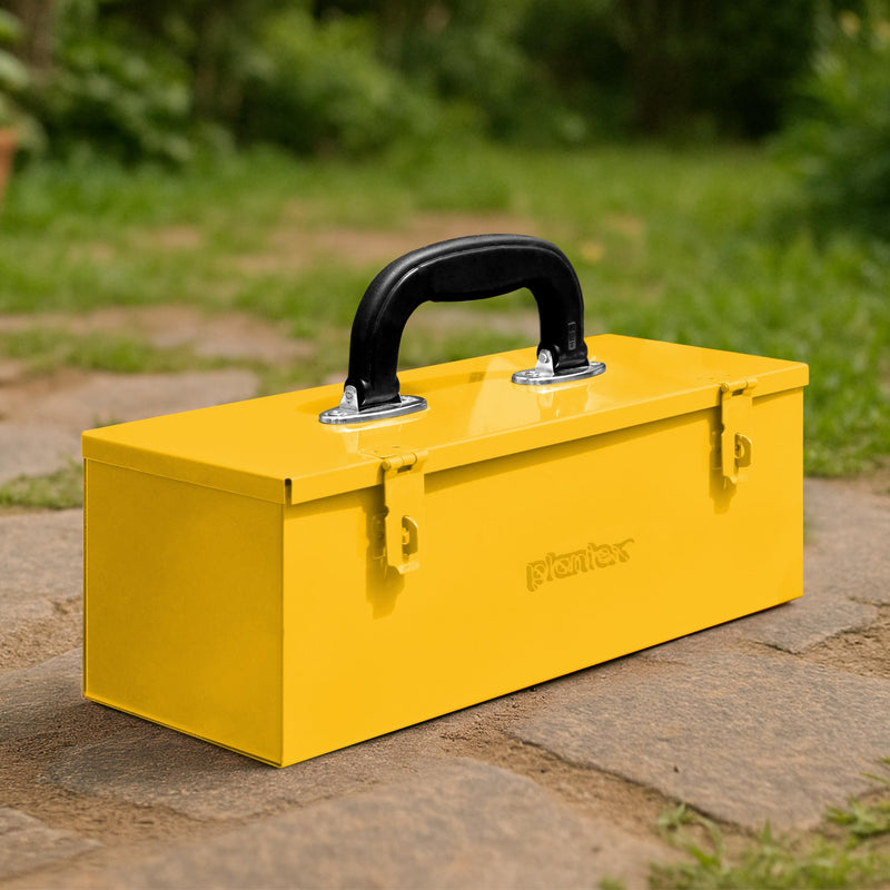 Plantex 12-inch Small Tool Box for Tools/Tool Box Empty for Home Use/Compact Tools Kit Box (Yellow)-1