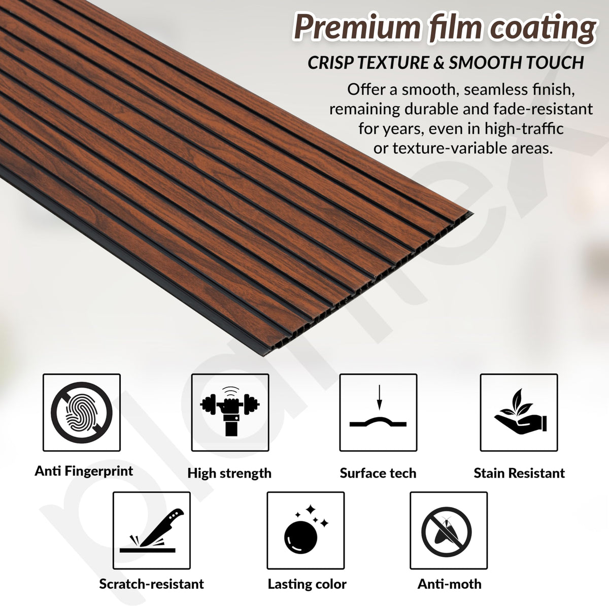 Plantex PVC Wall Panel/Louvers Panel for Wall/3d Wall Panel for Interior Wall Decor/Eco-Friendly Fluted Panel for Wall/- Pack of 7,Covers - 70 Sq. Ft (Teak Brown-12 Inch x 10 Ft)-3
