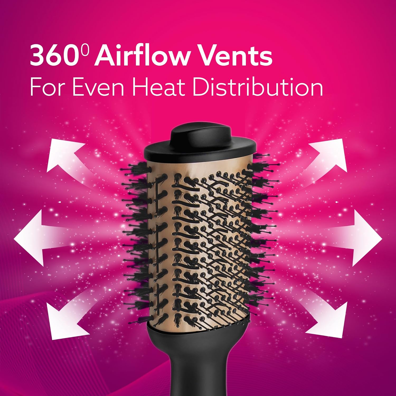 AGARO HV2179 Hot Air Brush for Hair, Blow Dryer Brush, Volumizer & Styler, 360° Airflow Vent, Oval Barrel for Hair Volume, Charcoal Bristles, Ceramic Coating Brushing Head, 1200W, Gold & Black