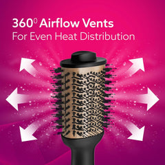 AGARO HV2179 Hot Air Brush for Hair, Blow Dryer Brush, Volumizer & Styler, 360° Airflow Vent, Oval Barrel for Hair Volume, Charcoal Bristles, Ceramic Coating Brushing Head, 1200W, Gold & Black