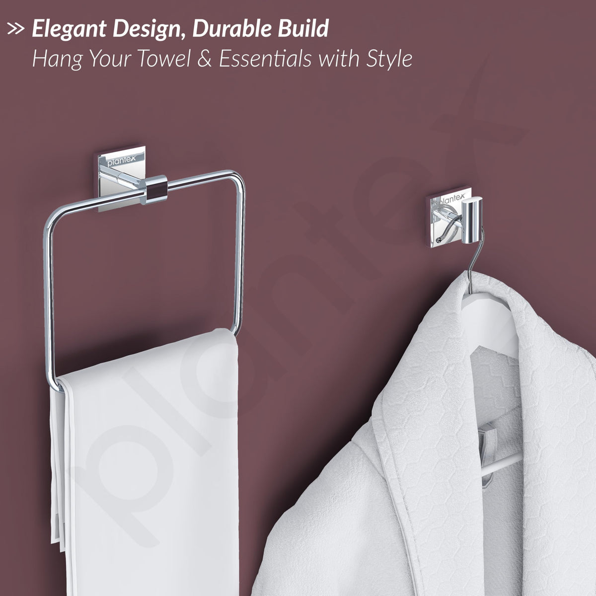 Plantex Stainless Steel Bathroom Set/Soap Holder/Tumbler Holder/Towel Rod/Napkin Holder/Robe Hook/Bathroom Accessories - Set of 5 (Chrome)-5