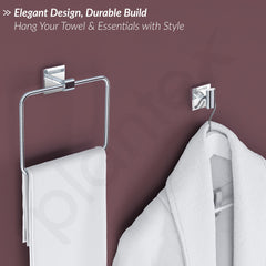 Plantex Stainless Steel Bathroom Set/Soap Holder/Tumbler Holder/Towel Rod/Napkin Holder/Robe Hook/Bathroom Accessories - Set of 5 (Chrome)-5