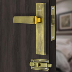 Plantex Heavy Duty Door Lock “ Bathroom Door Lock/Mortise 8inch Keyless Plate Handle Set for Home/Bathroom/Store Room/Balcony/Office with Baby Latch (8116, Brass Antique & Gold)-1