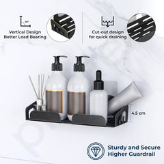 Plantex Self Adhesive Corner Shelf for Bathroom Wall/Stainless Steel Bathroom Organiser/Soap Dish/Side Corner Shelf- (Black, Combo)-4