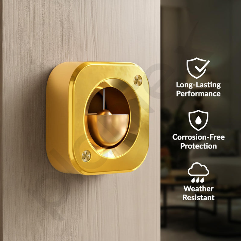 Plantex Dopamine Door Bell for Home/Square Door Chime with Brass Bell/Temple & Meditation Bell for Positive Energy & Home Decor - Pack of 1 (DTK-292 - Gold)-4