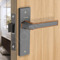 Plantex Heavy Duty Door Lock “ Bathroom Door Lock/Mortise 8inch Keyless Plate Handle Set for Home/Bathroom/Store Room/Balcony/Office with Baby Latch (8126, Grey & PVD Choco)-4