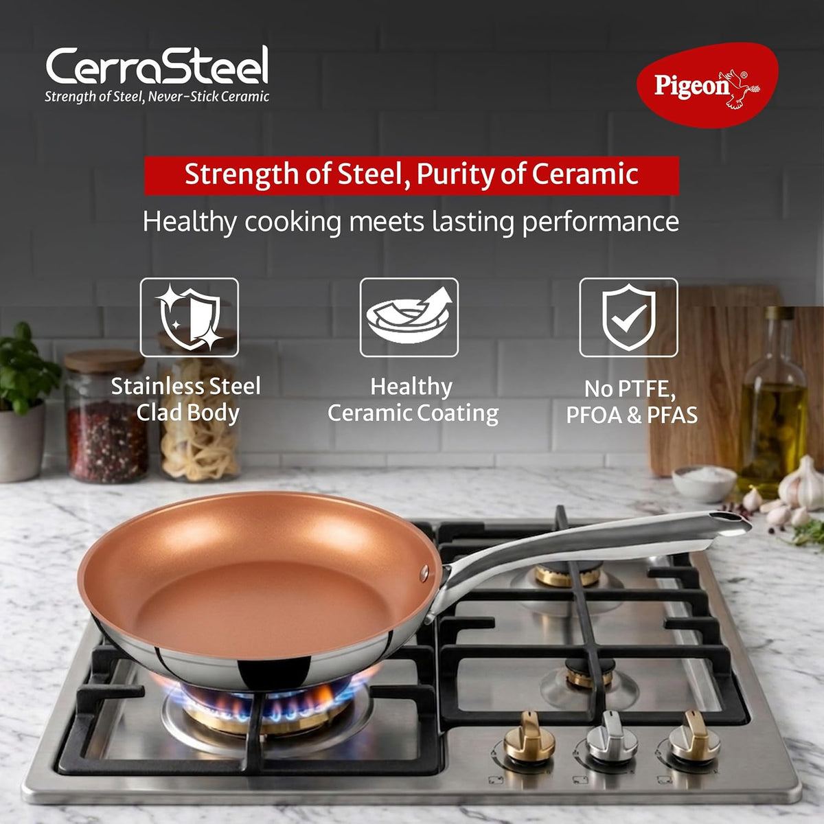 Pigeon CERRASTEEL Copper Ceramic Fry PAN 260