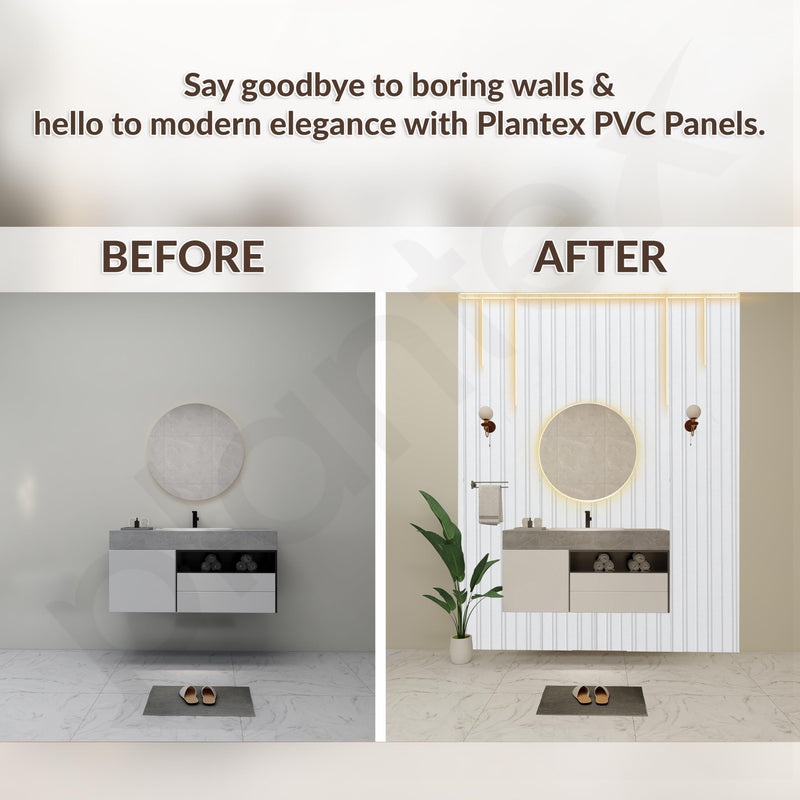 Plantex PVC Wall Panel/Louvers Panel for Wall/3d wall Panel for Interior Wall Decor/Eco-Friendly Fluted Panel for Wall/- Pack of 3, Covers - 30 Sq. Ft (White Texture-12 Inch x 10 Ft)-6