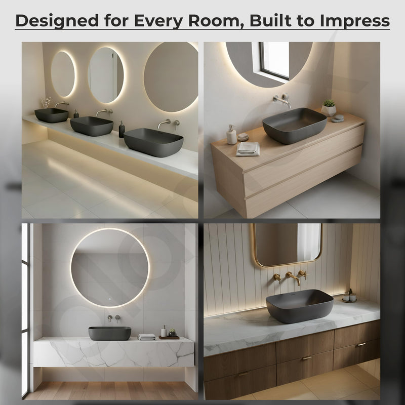 Plantex Wash Basin for Bathroom/Ceramic Basin/Rectangle Tabletop Basin/Wash Basin for Home/Restaurant (Cloud Grey - 18 x 13 x 5 Inch)-4