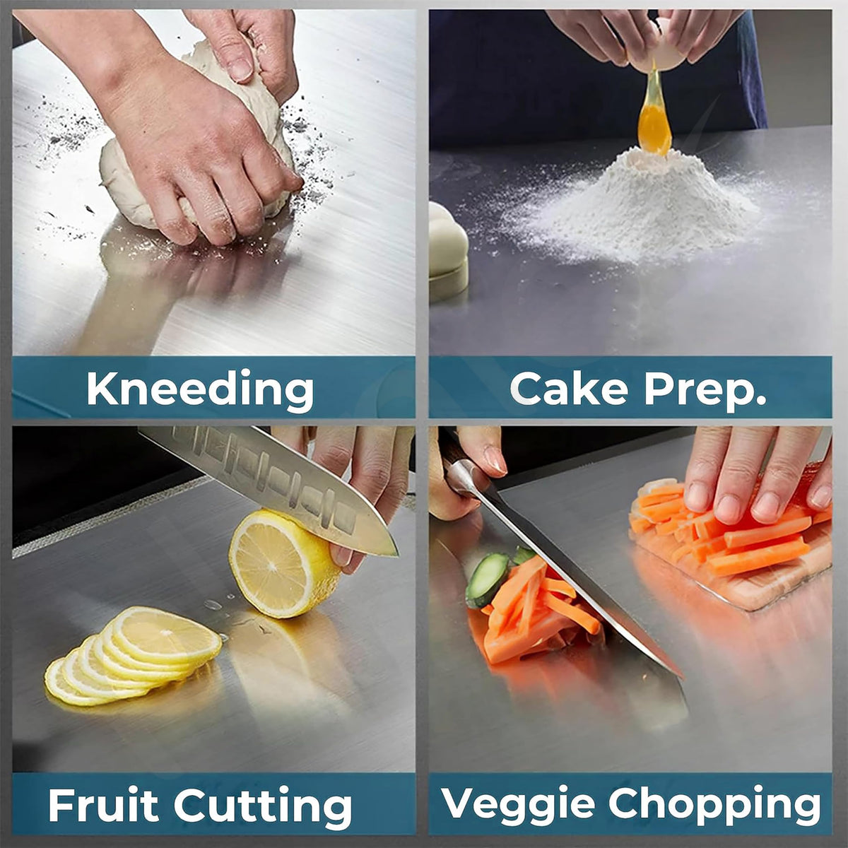 Plantex Chopping Board/Steel Chopper Board for Kitchen Use/Vegetable Cutting Pad with Easy-to-Move Handle with Hygienic Surface - (31 x 20.5 x 0.1 Cm)-4