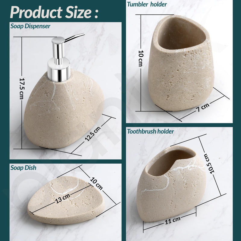Plantex Polyresin Bathroom Accessories Set Soap Dispenser/Toothbrush Holder/Tumbler Holder/Soap Dish - 4 Piece(906)-2