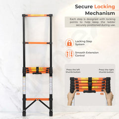 Plantex 2.3m (7.55 ft.) Telescopic Ladder/Carbon Steel 6-Steps Portable & Compact Ladder/Foldable Multipurpose Collapsible Ladder for Home & Outdoor Use - (Orange)-3
