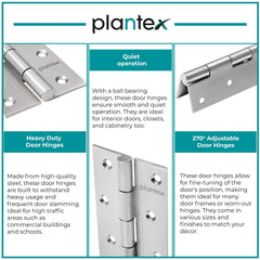 Plantex Stainless Steel Door Butt Hinges 4 inch x 14 Gauge/1.8 mm Thickness Home/Office/Hotel/Hinges for Main Door/Kabja/Soft Close Hinge for Bedroom/Kitchen/Bathroom - Pack of 24 (Satin Matt)-6