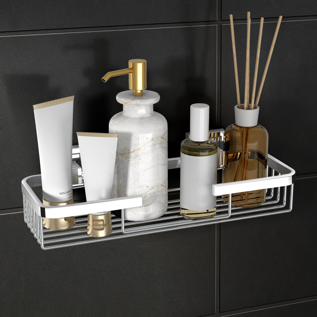 Plantex Bathroom Shelf for Wall/304 Grade Stainless Steel Multi-Purpose Shelf/Spice Rack for Kitchen/Wall Mount Storage Rack/Bathroom Accessories-Pack of 1 (2111, Chrome)