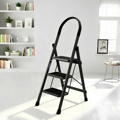 Plantex Ladder for Home 5 Steps/Foldable Ladder with Anti-Skid Wide Steps (30L x 20W cm)/Strong D-Shape Pipe with X-Support for More Stability/5 Year Warranty(Apex-Black)