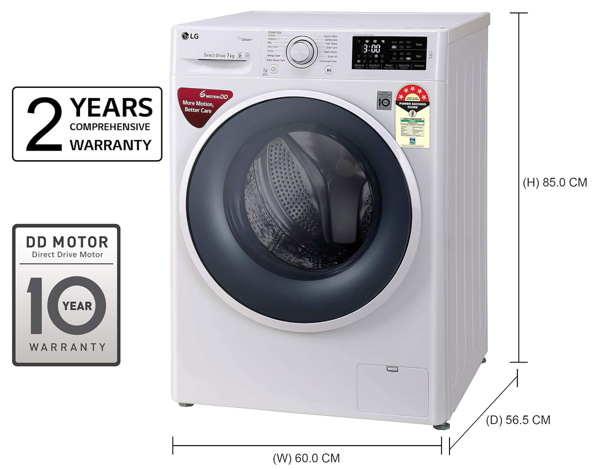 LG 7.0 kg 5 Star Inverter Fully-Automatic Front Loading Washing Machine (FHT1007ZNW, White, 6 Motion Direct Drive)-2