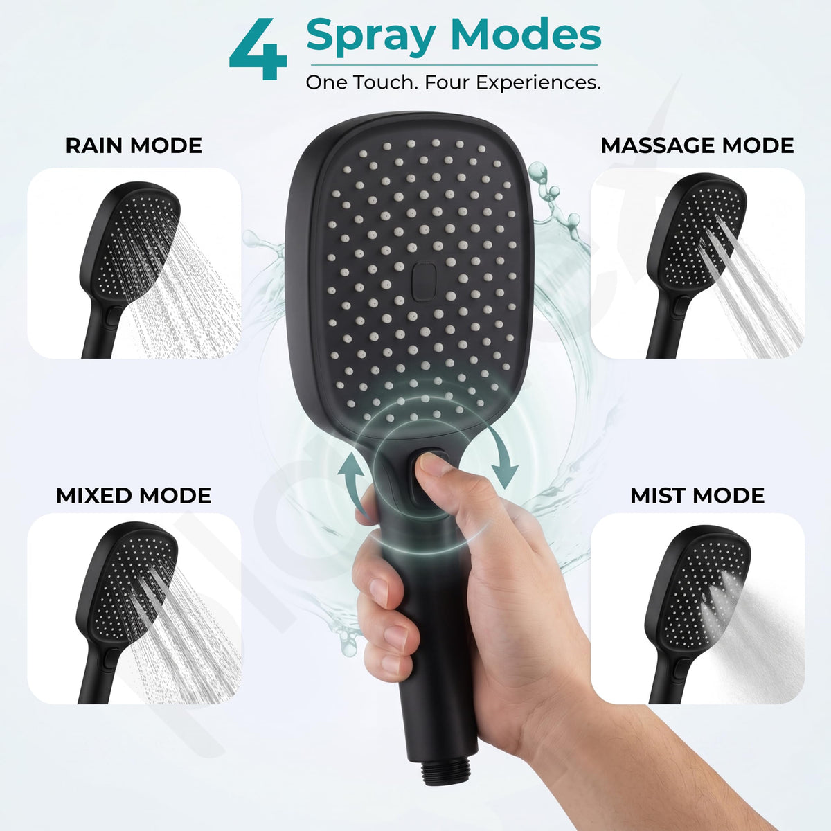 Plantex Hand Shower for Bath/4 Mode Multifunctional Shower/ABS Plastic Silicone Handheld Shower/Easy Mode Switching (Black, APS-H592)-6