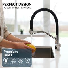 Plantex Pure Brass Flexible Tap for Kitchen Sink/Dual Flow Pull Out Sink Mixer Tap Hot and Cold/Movable/Rotable Water Mixer Faucet - (7904, Chrome)-2