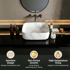 Plantex Platinum Ceramic Wash Basin/Basin for Bathroom/Tabletop Wash Basin/Bathroom Basin (White, 16 x 16 x 5 Inch)-6