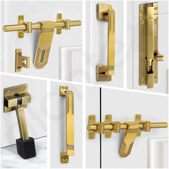 Plantex Stainless Steel Door Kit for Single Door/Door Accessories (10-inch Al-Drop,8-inch Latch,2 Handles of 8 and 7 Inch,7-inch Tower Bolt and 4-inch Door Stopper- (PVD Gold)-2