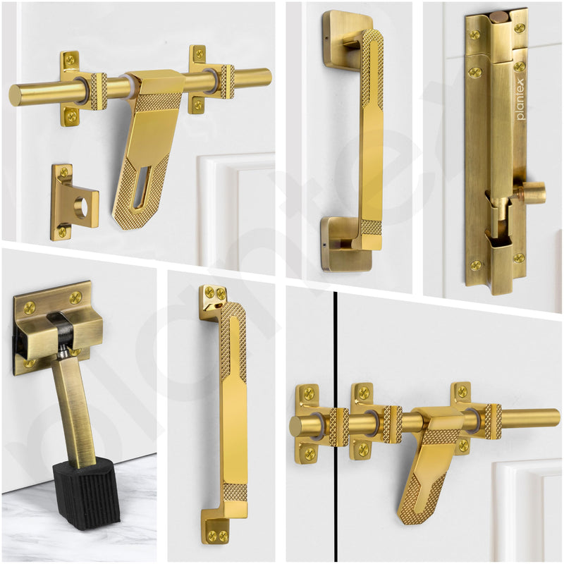 Plantex Stainless Steel Door Kit for Single Door/Door Accessories (10-inch Al-Drop,8-inch Latch,2 Handles of 8 and 7 Inch,7-inch Tower Bolt and 4-inch Door Stopper- (PVD Gold)-2