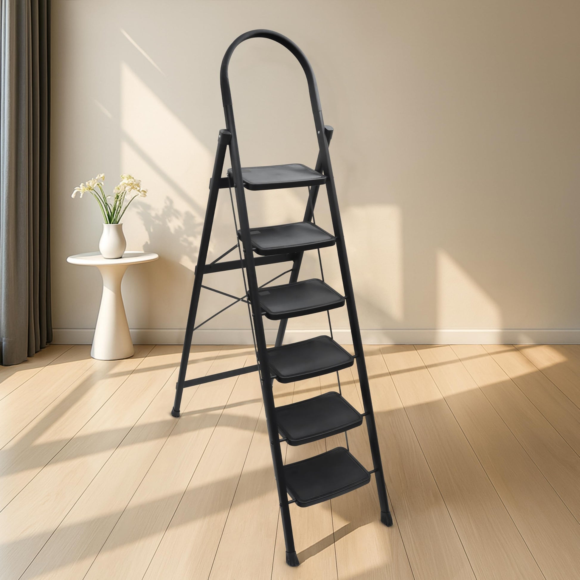 Plantex Premium 4 Step Steel Ladder/Ladder for Home/Wide Anti-Skid Wide Step Ladder/Capacity Upto 150 Kg (Blue & Black)