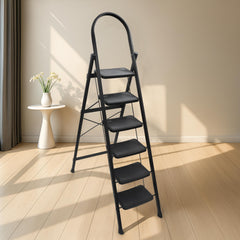 Plantex Premium 6 Step Ladder/Steel Ladder for Home Use/Wide Anti Skid Step Ladder/Non-Slip Handgrip(Blue & Black)