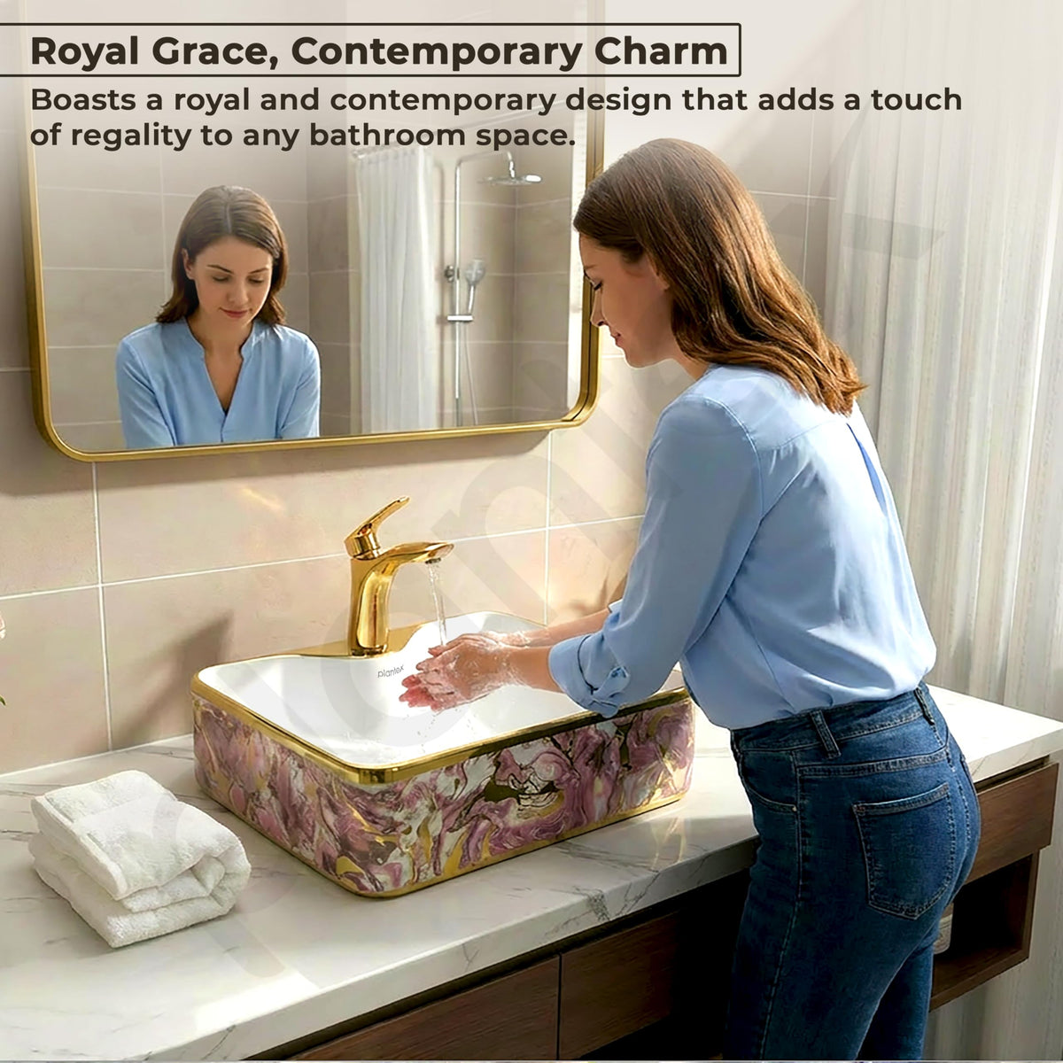 Plantex Table Top Wash Basin for Bathroom/Designer Ceramic Washbasin/Countertop Vessel Sink Basin (19 x 15 x 5.5 Inch)-6
