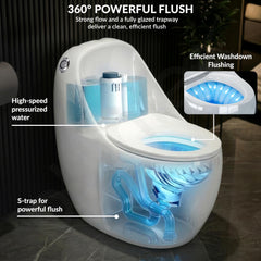 Plantex Imported Platinum Ceramic Western Commode/S Trap Siphonic Vaccum Jet Flush/Rimless One Piece Commode with Soft Close Seat Cover/Western Water Closet for Bathroom (White)-4