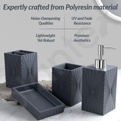 Plantex Polyresin Bathroom Accessories Set Soap Dispenser/Toothbrush Holder/Tumbler Holder/Soap Dish - 4 Piece(924)-2