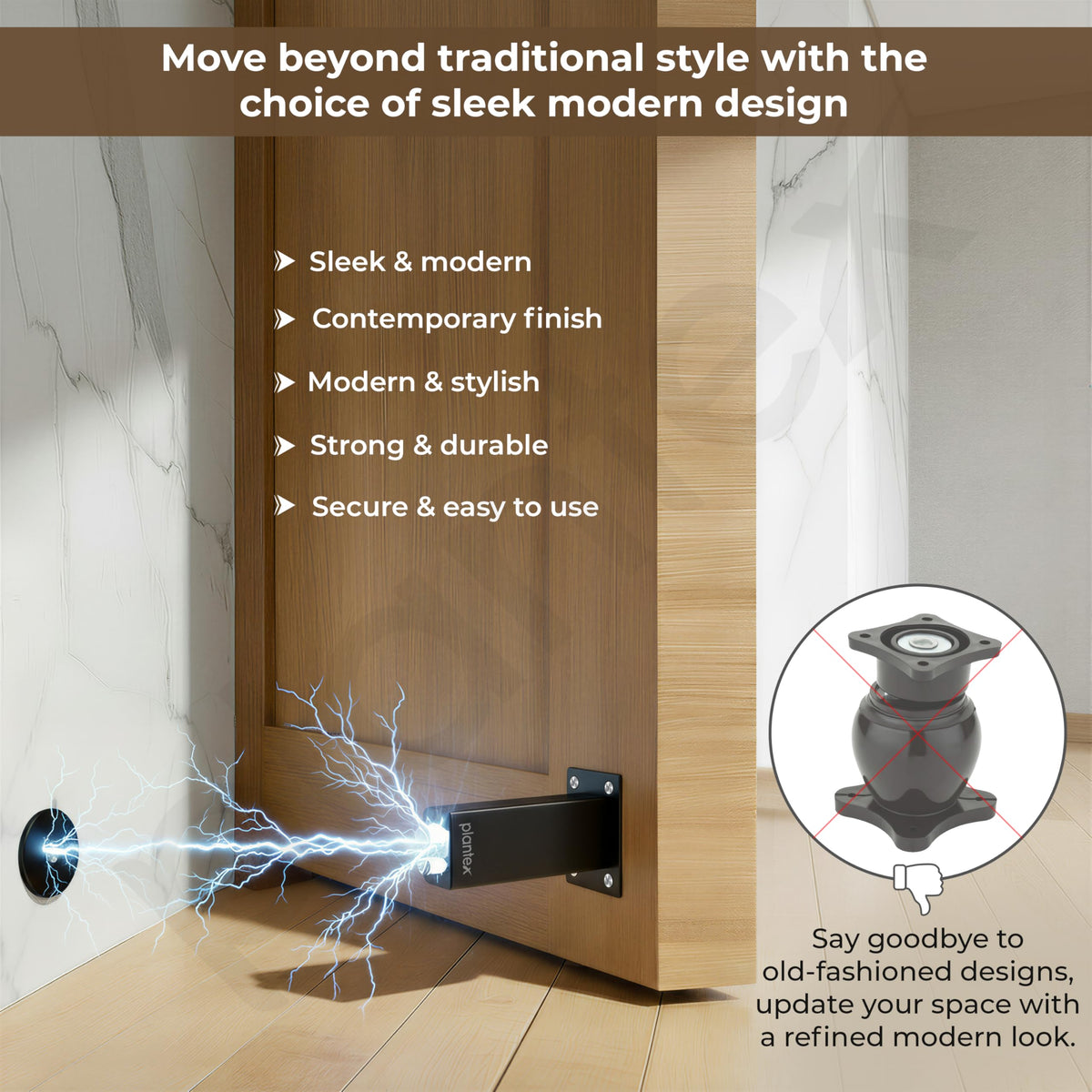 Plantex Stainless Steel Wall-Mounted Magnetic Door Stopper/Door Magnets to Hold Door/Door Catcher for Wooden Door/Stops for Door - Pack of 6 (Matt Black)-2