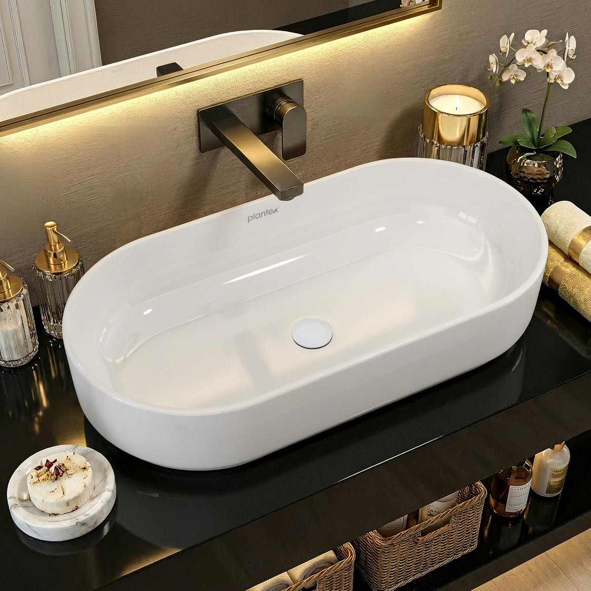 Plantex Platinum Ceramic Wash Basin/Basin for Bathroom/Tabletop Wash Basin/Bathroom Basin with 10 Years Glaze Warranty by Plantex (White, 28 x 14 x 6 Inch)-1