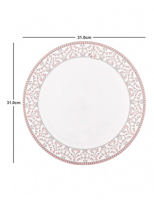 La Opala Glass Floral Dinner Set- Set of 33 Pcs, Pink