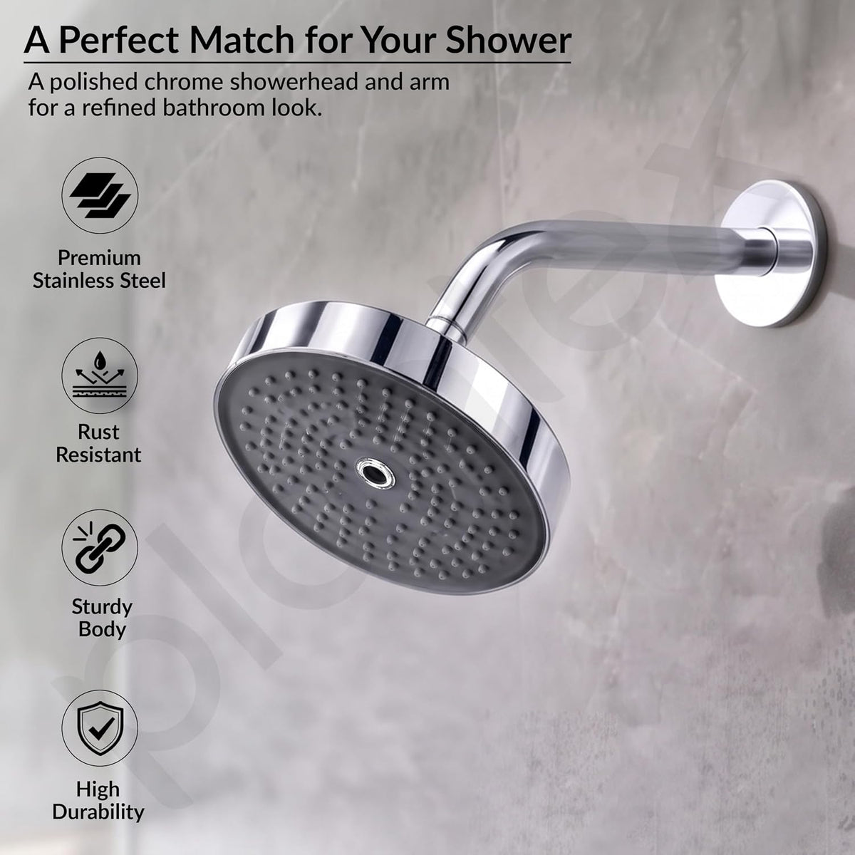 Plantex Shower Head for Bathroom with Shower Arm/Bathroom shower Combo(488) Strong ABS Combo/Rain Shower/Adjustable Head/9 Inch Shower Arm/6 Inch Shower Head-3