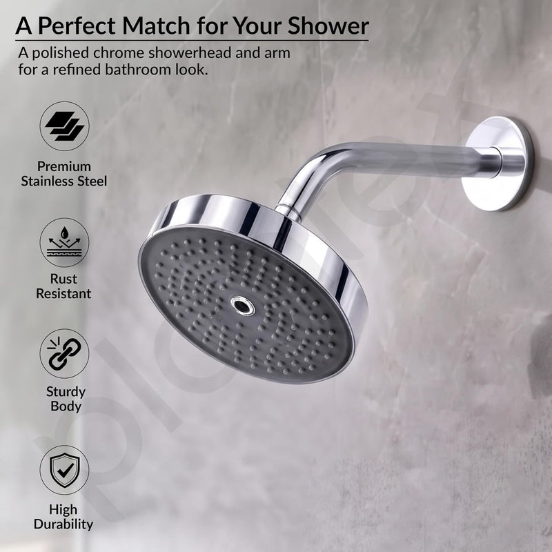 Plantex Shower Head for Bathroom with Shower Arm/Bathroom shower Combo(488) Strong ABS Combo/Rain Shower/Adjustable Head/9 Inch Shower Arm/6 Inch Shower Head-3