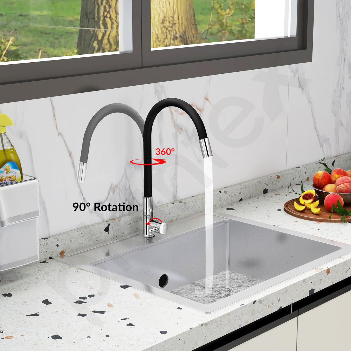 Plantex Pure Brass Flexible Tap for Kitchen Sink/Swan Neck Water Tap Faucet/Kitchen Flexible Sink Tap with Water-Saving Aerator & 360‚° Swivel Spout (ICO-912B)-2