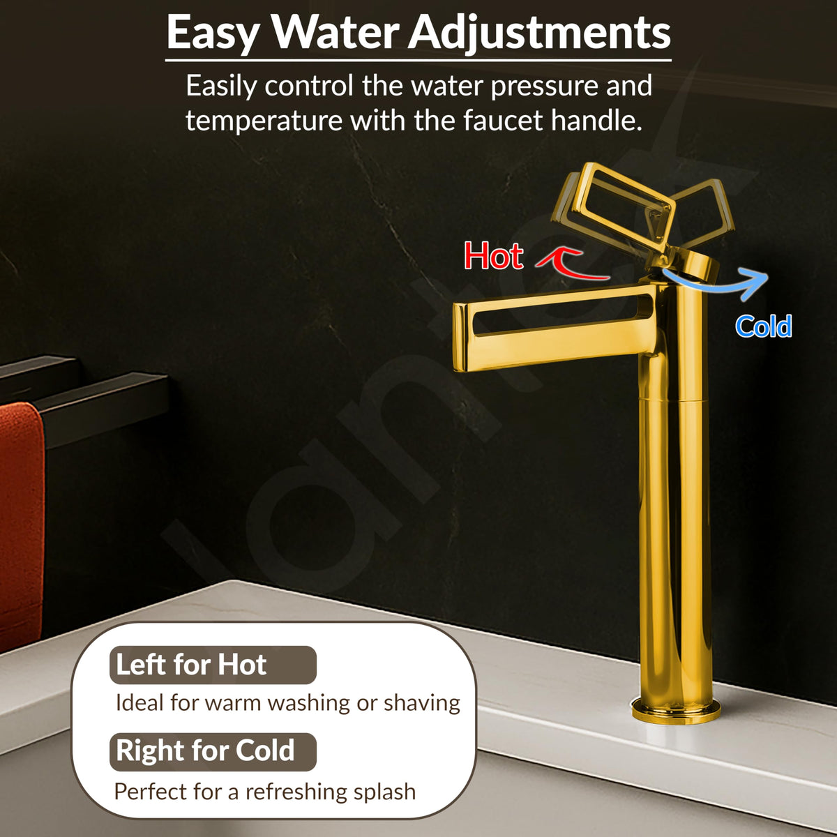 Plantex Wash Basin Mixer Tap/Brass Hot and Cold Tap for Basin/Pillar Spout for Wash Basin/Deck Mount - (Gold, 7881)-4
