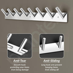 Plantex Wall Hooks for Hanging Cloth/Stainless Steel Towel Hangers/Bathroom Robe Hooks/Door Hangers/Round Wall Hook/Hook Rail for Hanging Keys - 8 Hooks (Pack of 3, Chrome)-4