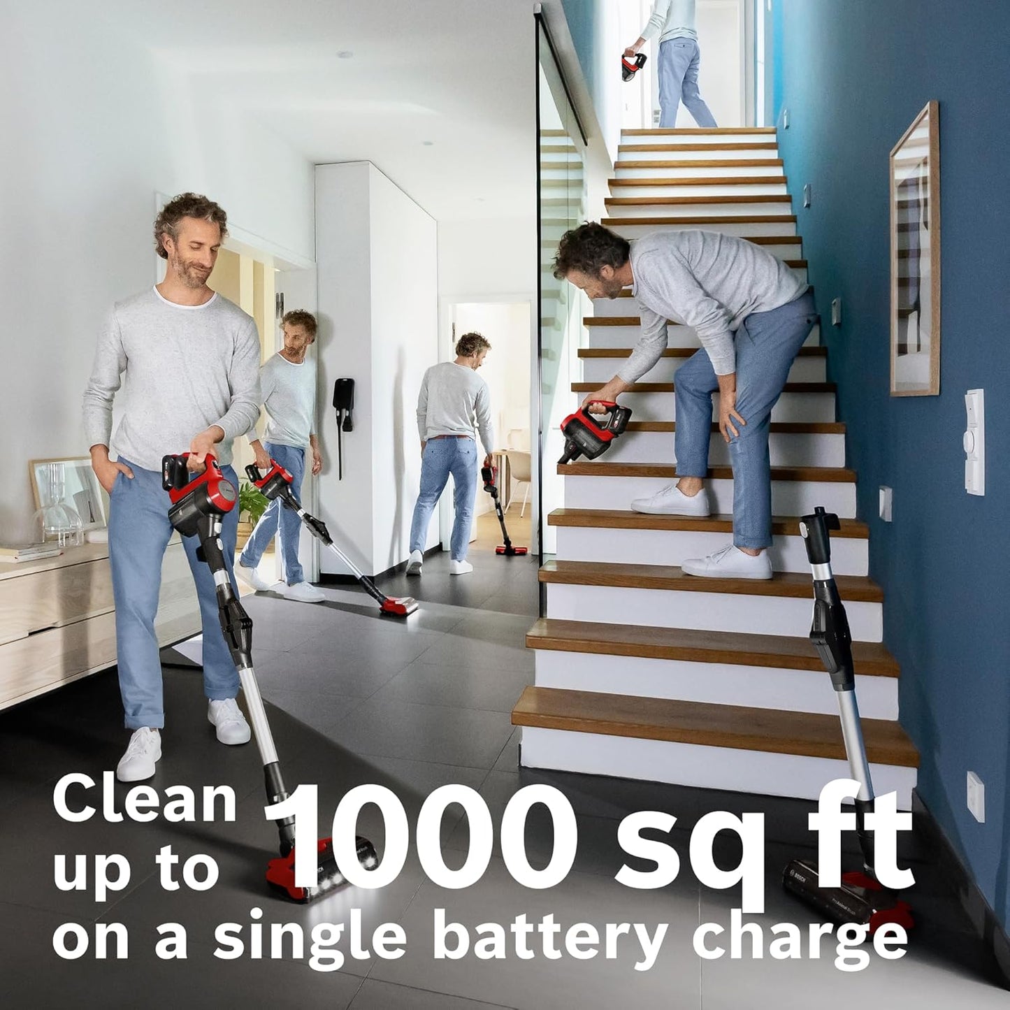 Bosch Unlimited 7 ProAnimal, Cordless Vacuum Cleaner with Rechargeable 3.0 Ah Battery and FlexTube, LED Lighting, 10 Year Motor Warranty, in Tornado Red