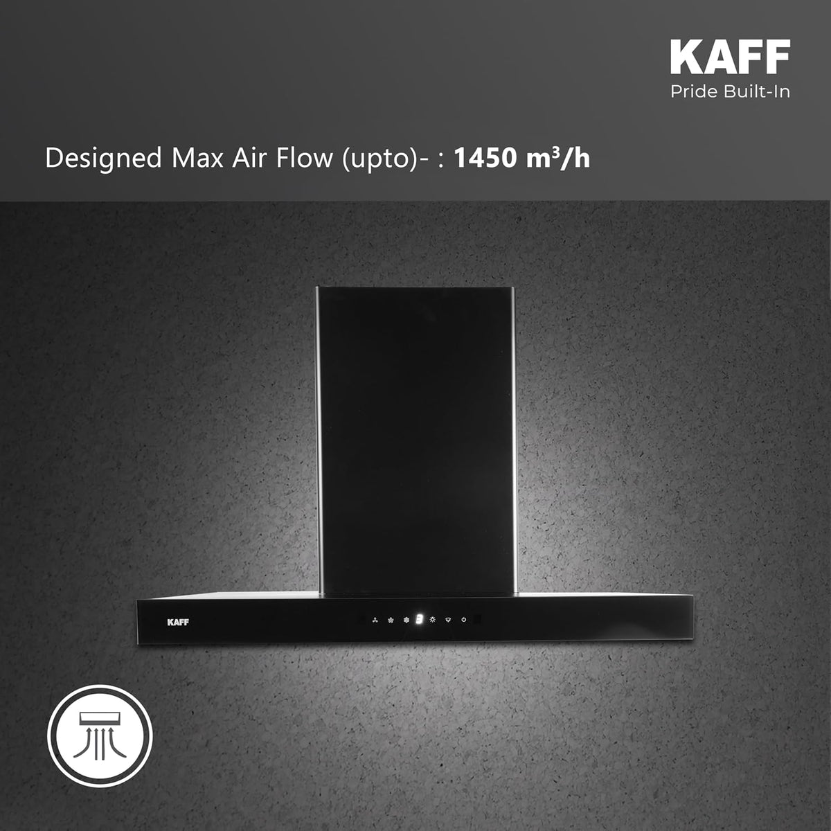 Kaff ASHPRO SUPER 75 cm, 1450 m³/hr Suction Filterless Kitchen Chimney | Dry Heat Auto Clean | Touch & Gesture Control |