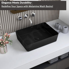 Plantex Melamine Wash Basin/Black Washbasin/Counter Top basin for Bathroom/Restaurants/Office (Black, 18 x 13 x 4.5 Inch)-6