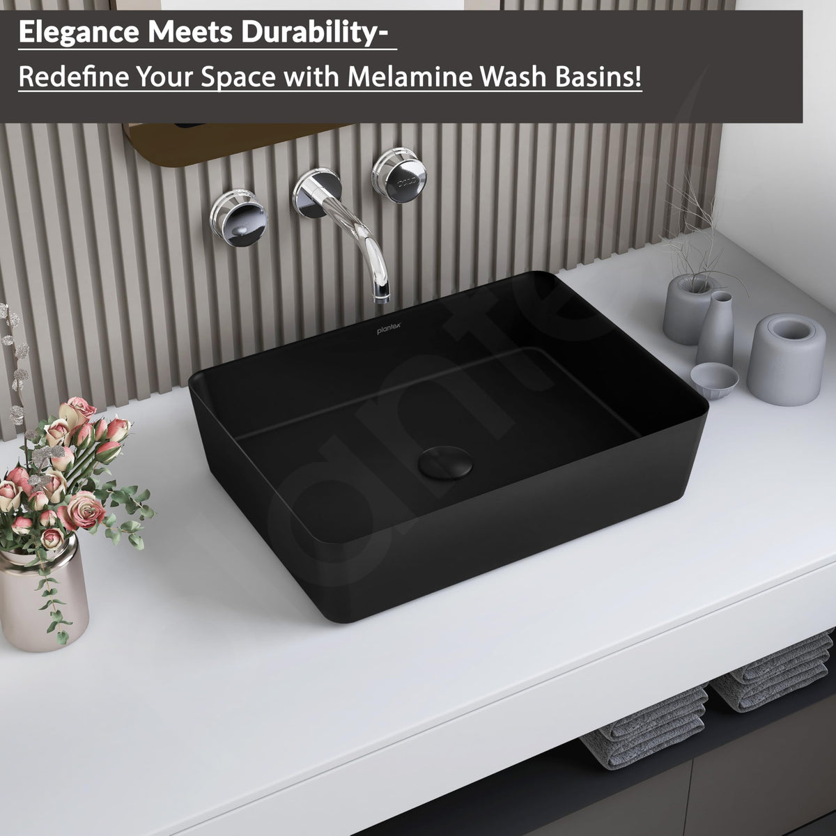 Plantex Melamine Wash Basin/Black Washbasin/Counter Top basin for Bathroom/Restaurants/Office (Black, 18 x 13 x 4.5 Inch)-6