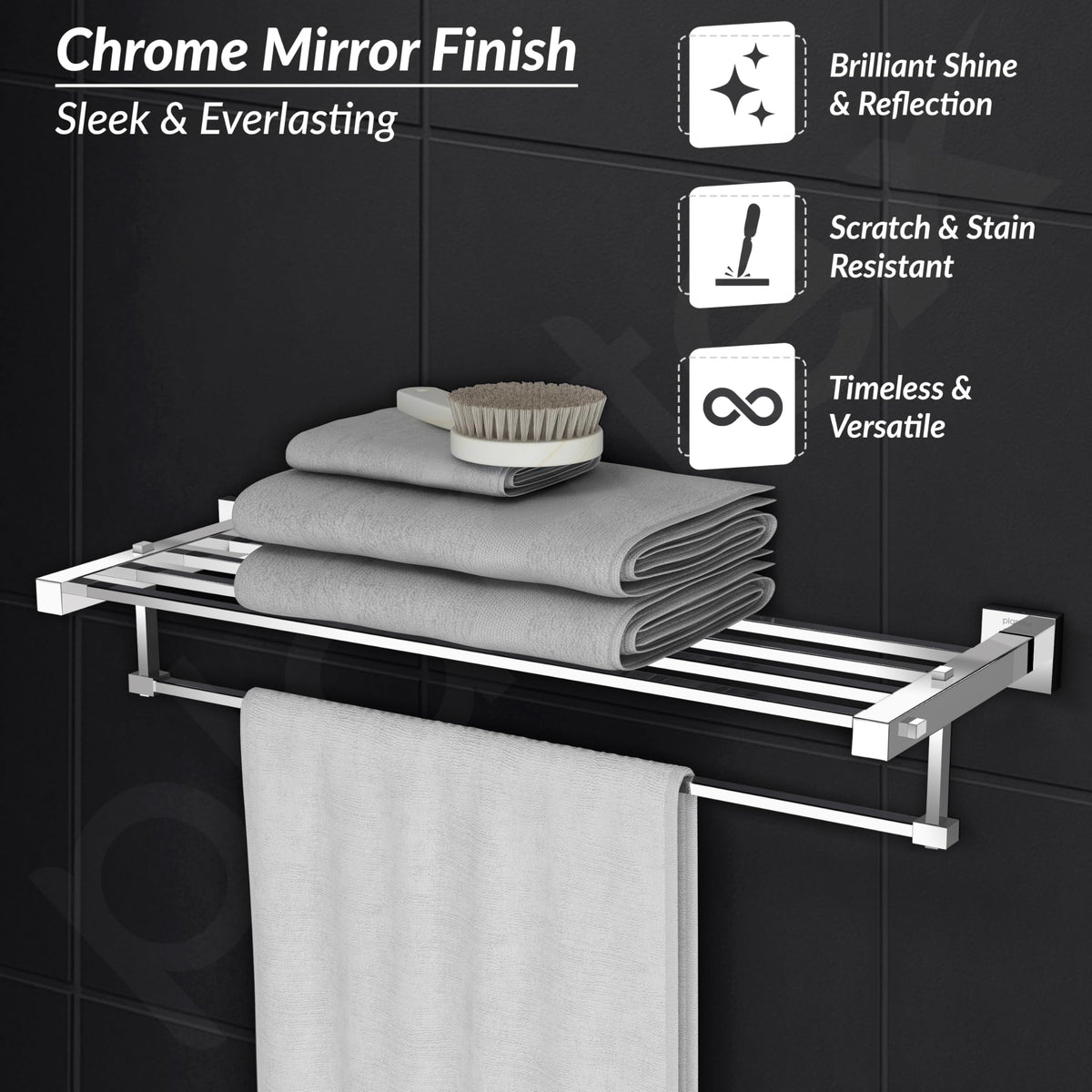 Plantex 304 Grade Stainless Steel 24 inch Towel Rack/Towel Hanger for Bathroom/Towel Rod/Towel Bar/Bathroom Accessories - Splash (Chrome)-5