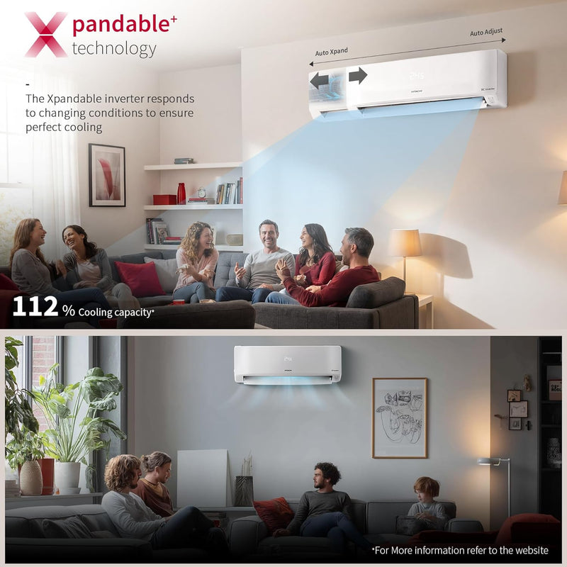 Hitachi 1.5 Ton 5 Star, New Star rated, Inverter Split AC (Copper, Smart View Display, 4 Way Swing, ice Clean, Anti-bacterial Filter,RAS.V518PCDIBT, White)