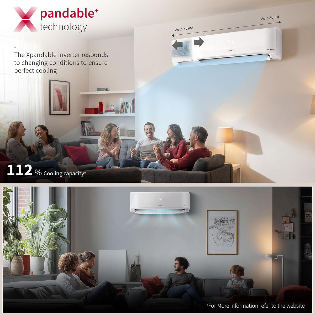 Hitachi Smart Choice 1.5 Ton 3 Star, New Star rated, Inverter Split AC(Copper, Smart View Display, 4 Way Swing,RAS.D318PCD2BS1, White)-5