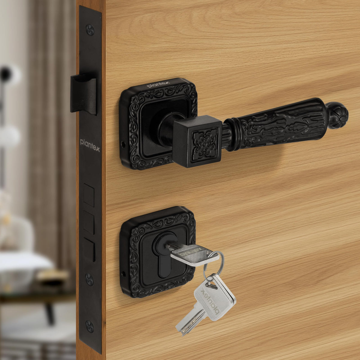 Plantex Premium Door Locks with 3 Years of Warranty By Plantex/Main Door Lock for Home/Mortise Lock for Door (643 - Black)