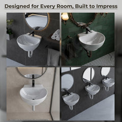 Plantex Ceramic Wash Basin/Basin for Bathroom/Washbasin with 10 Years Glaze Warranty by Plantex/Bathroom Sink for Hotel, Living Room (Glossy White/Rosy - 12 x 12.5 x 5 Inch)-5