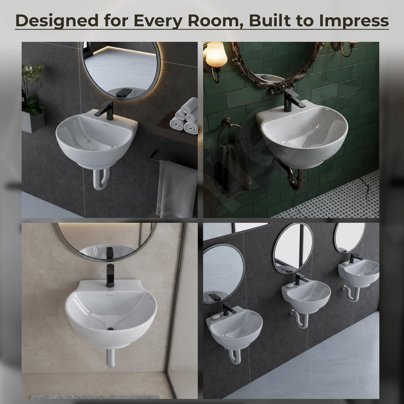Plantex Ceramic Wash Basin/Basin for Bathroom/Washbasin with 10 Years Glaze Warranty by Plantex/Bathroom Sink for Hotel, Living Room (Glossy White/Rosy - 12 x 12.5 x 5 Inch)-5