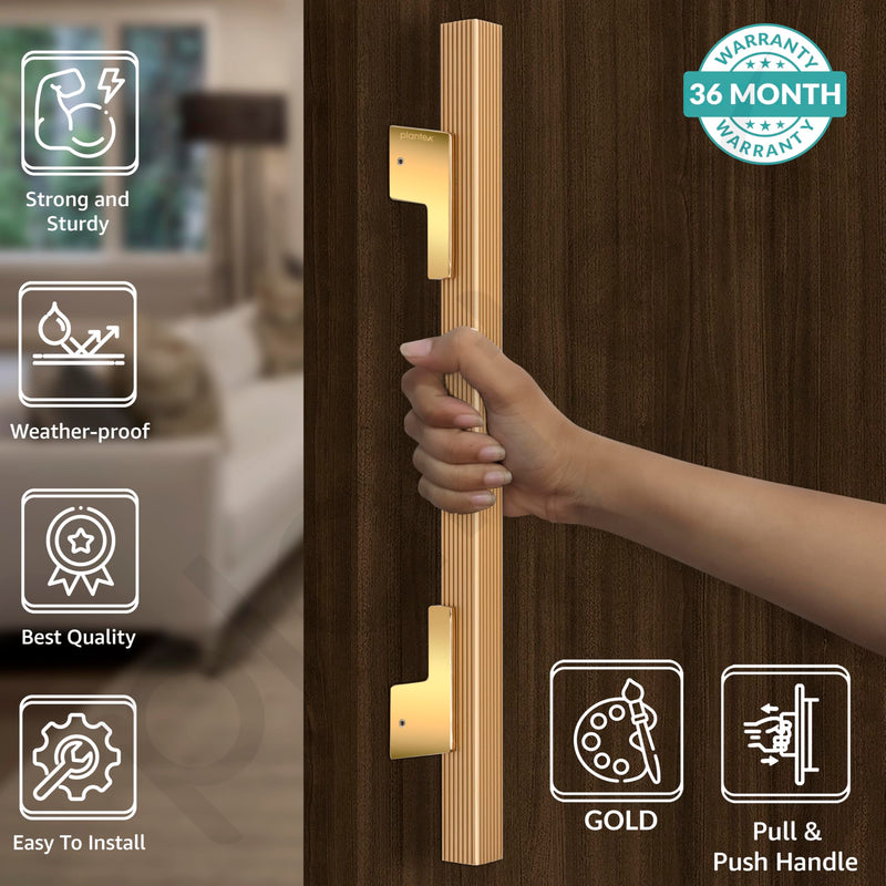 Plantex 17 Inch Main Door Handle for Wooden Doors - Pull-Push Handle Accessories (Pack of 1, Gold)-3